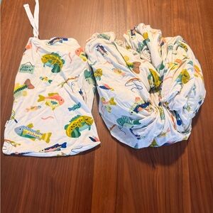 Little sleepies gone fishing crib sheet with bag